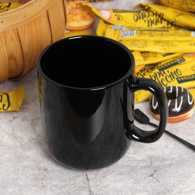 Smilatte 20 OZ Large Coffee Mug, M016 Plain Ceramic Boss Big Tea Cup with Handle for Dad Men, Black - Image 2